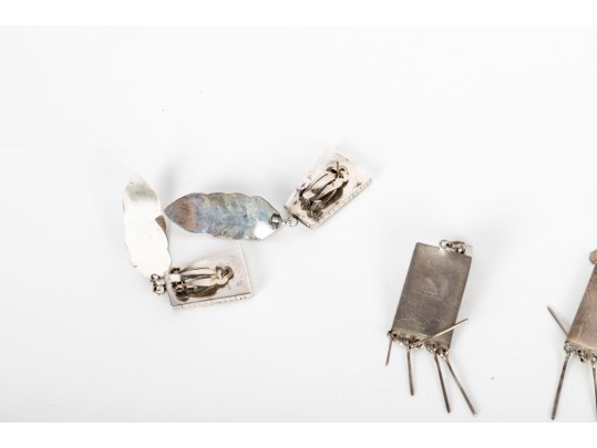 Collection Of Sterling Silver Native Tribal Earrings 