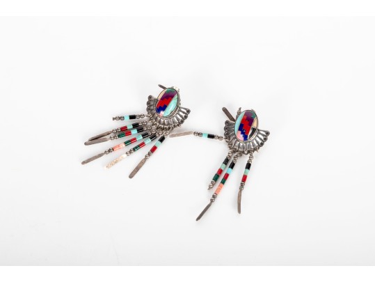 Collection Of Sterling Silver Native Tribal Earrings 