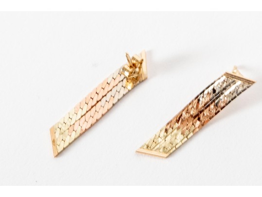 14K Gold Two Tone Earrings