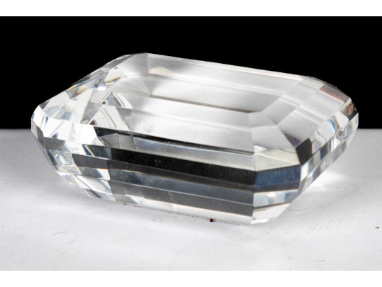 Tiffany & Co. Octagon Cut Crystal Glass Paperweight 