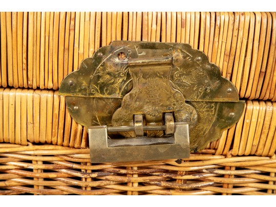 Vintage 1970's Rattan & Brass Chinoiserie Trunks 