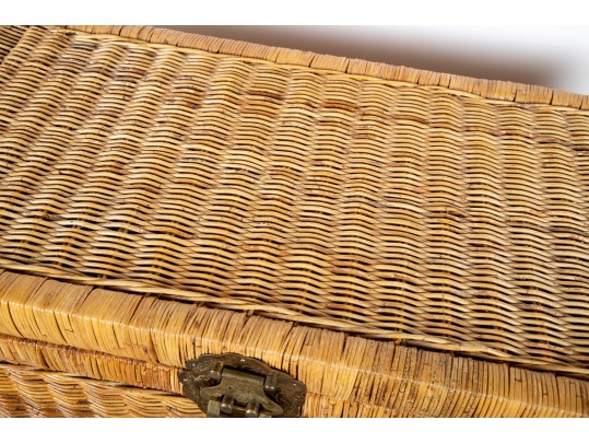 Vintage 1970's Rattan & Brass Chinoiserie Trunks 
