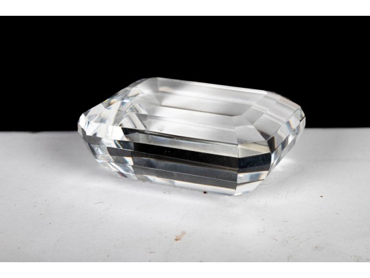 Tiffany & Co. Octagon Cut Crystal Glass Paperweight 
