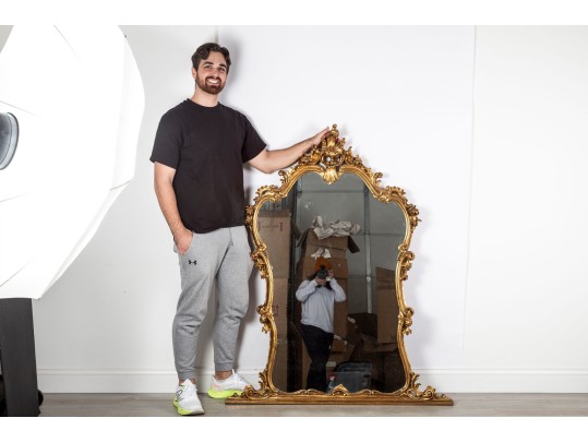 Baroque Louis XV Style Gilt Wall Mirror 