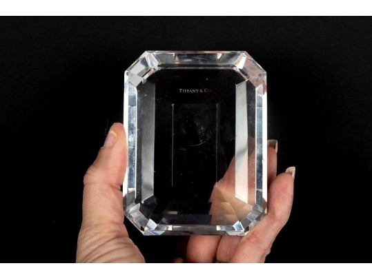 Tiffany & Co. Octagon Cut Crystal Glass Paperweight 