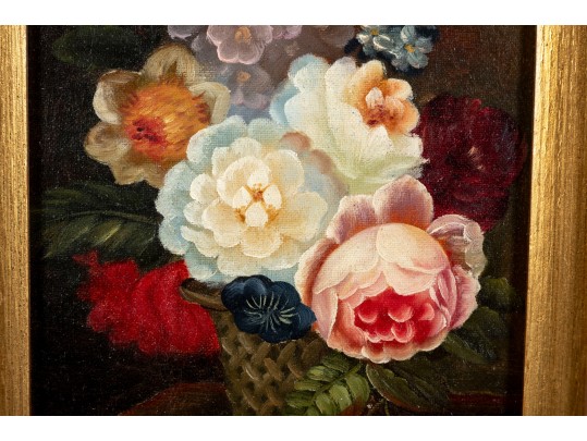 Oil On Canvas Floral Still Life Painting -- Signed 