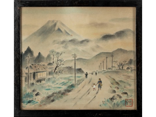 Antique Japanese Watercolor Painting