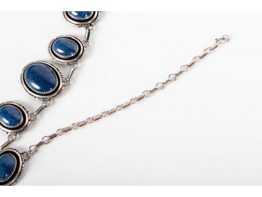 Lapis Lazuli Cabochon Necklace And Earrings 
