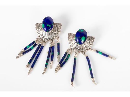 Collection Of Sterling Silver Native Tribal Earrings 