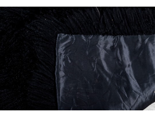 Black Flokati Rug & Pillow 