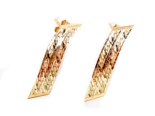 14K Gold Two Tone Earrings
