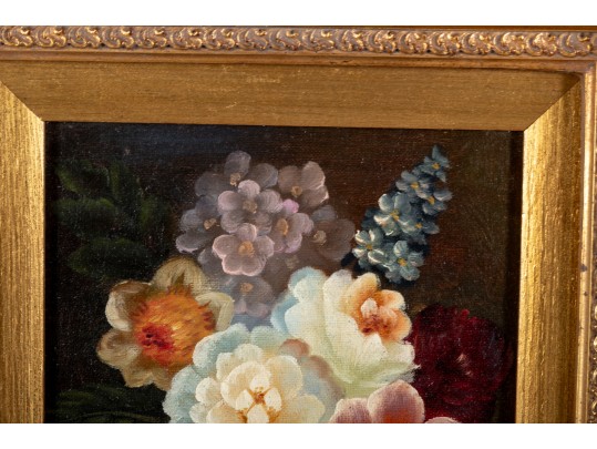 Oil On Canvas Floral Still Life Painting -- Signed 