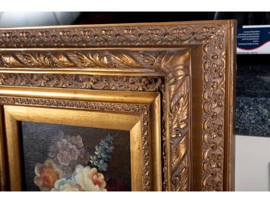 Oil On Canvas Floral Still Life Painting -- Signed 