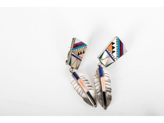 Collection Of Sterling Silver Native Tribal Earrings 