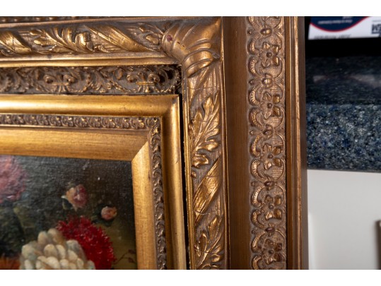 Oil On Canvas Floral Still-Life Painting -- Signed