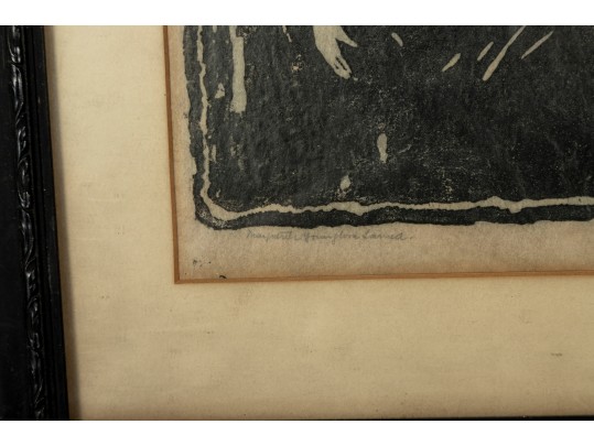 1929 Antique Madonna Woodcut -- Signed