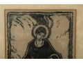 1929 Antique Madonna Woodcut -- Signed
