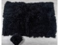 Black Flokati Rug & Pillow 
