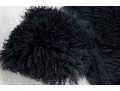 Black Flokati Rug & Pillow 