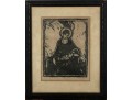 1929 Antique Madonna Woodcut -- Signed
