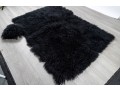 Black Flokati Rug & Pillow 