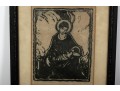 1929 Antique Madonna Woodcut -- Signed