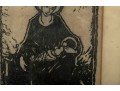 1929 Antique Madonna Woodcut -- Signed