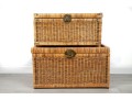 Vintage 1970's Rattan & Brass Chinoiserie Trunks 