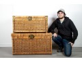 Vintage 1970's Rattan & Brass Chinoiserie Trunks 