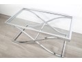 Contemporary Chrome & Glass Top Coffee Table 