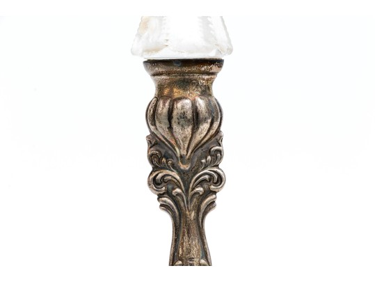 Antique Dorflinger Sterling Silver And Cut Crystal Serving Spoon