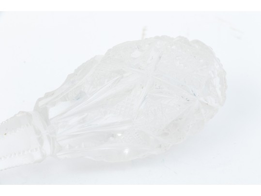 Antique Dorflinger Sterling Silver And Cut Crystal Serving Spoon