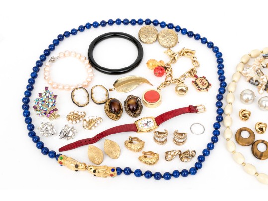 Collection Of Signed Costume And Fashion Jewelry, And Stone Jewelry Pieces