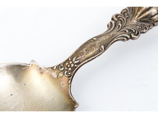 Antique Dorflinger Sterling Silver And Cut Crystal Serving Spoon