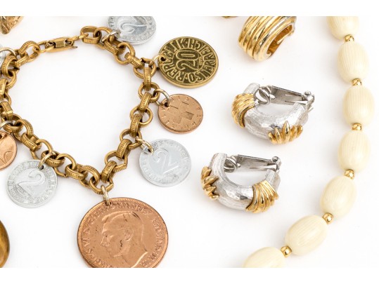 Collection Of Signed Costume And Fashion Jewelry, And Stone Jewelry Pieces