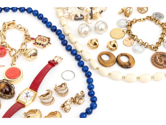 Collection Of Signed Costume And Fashion Jewelry, And Stone Jewelry Pieces