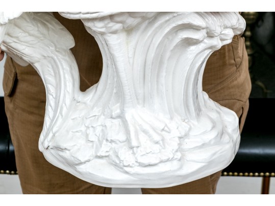 Italian White Glazed Ceramic Model Of A Rooster