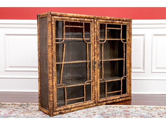 Antique 19th C. Bamboo Framed Glass Paneled Book Case