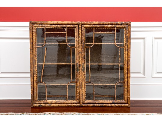 Antique 19th C. Bamboo Framed Glass Paneled Book Case