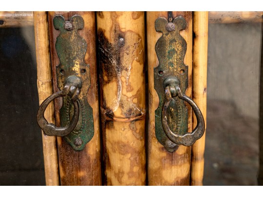 Antique 19th C. Bamboo Framed Glass Paneled Book Case