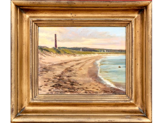 Hal DeWaltoff (American, 20th C.) Oil On Canvas Panel, Coastal Scene With Lighthouse