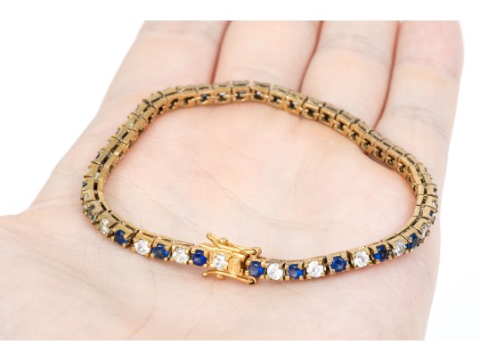 Sterling Silver Vermeil Classic Lot Of Blue And White CZ Jewelry Pieces