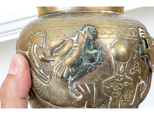 Chinese Brass Dragon Decorated Vase