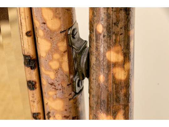 19th C. Bamboo And Woven Rattan Chest With Mirrored Vanity