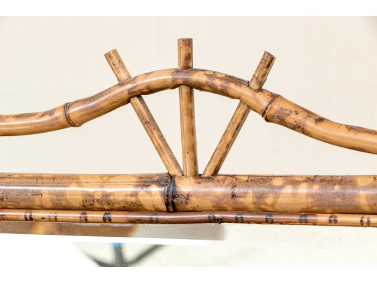 19th C. Bamboo And Woven Rattan Chest With Mirrored Vanity