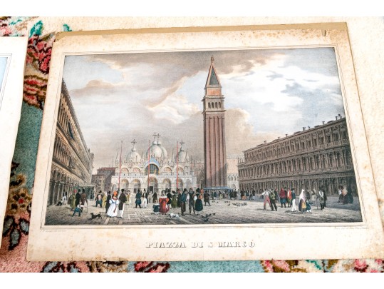 Collection Of Six Italian Hand-colored Lithographs