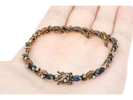 Sterling Silver Vermeil Classic Lot Of Blue And White CZ Jewelry Pieces