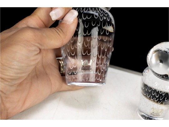 Whimsical Etched Kosta Boda Owl Figures