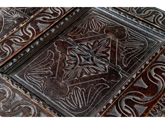 Antique 18th C. English Carved Oak Coffer