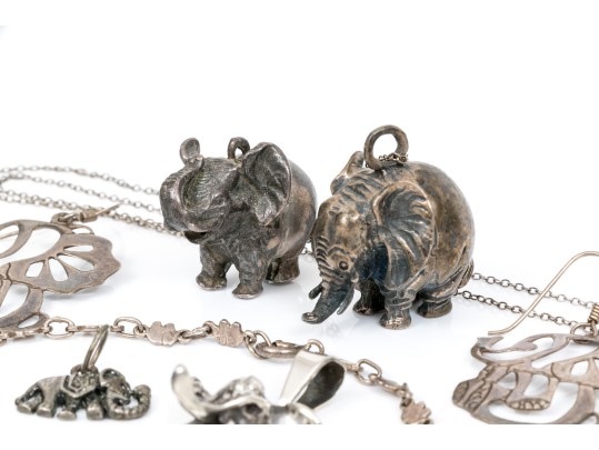Sterling Silver Assorted Lot Of Charming Elephant Motif Jewelry Pieces